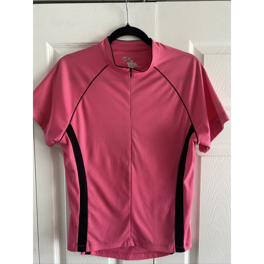 Canari Womens XL Pink Bike Jersey Full Zip Cycling Short Sleeve Performance